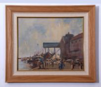 AR John Taunton (born 1910), "Wells", oil on board, signed and dated 73 lower left, 37 x 47cm