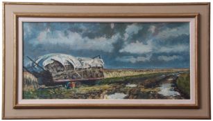 Paul Robinson (contemporary), Norfolk landscape with wood cart, oil on canvas, signed lower left, 34