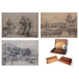 Mary Isabella Dunster (1849-1939), "Woodbastwick" and "Horning Ferry" (2) group of three pencil