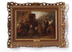 Edward Robert Smythe (1810-1899), Punch and Judy, oil on canvas, signed lower right, 23 x 33cm,