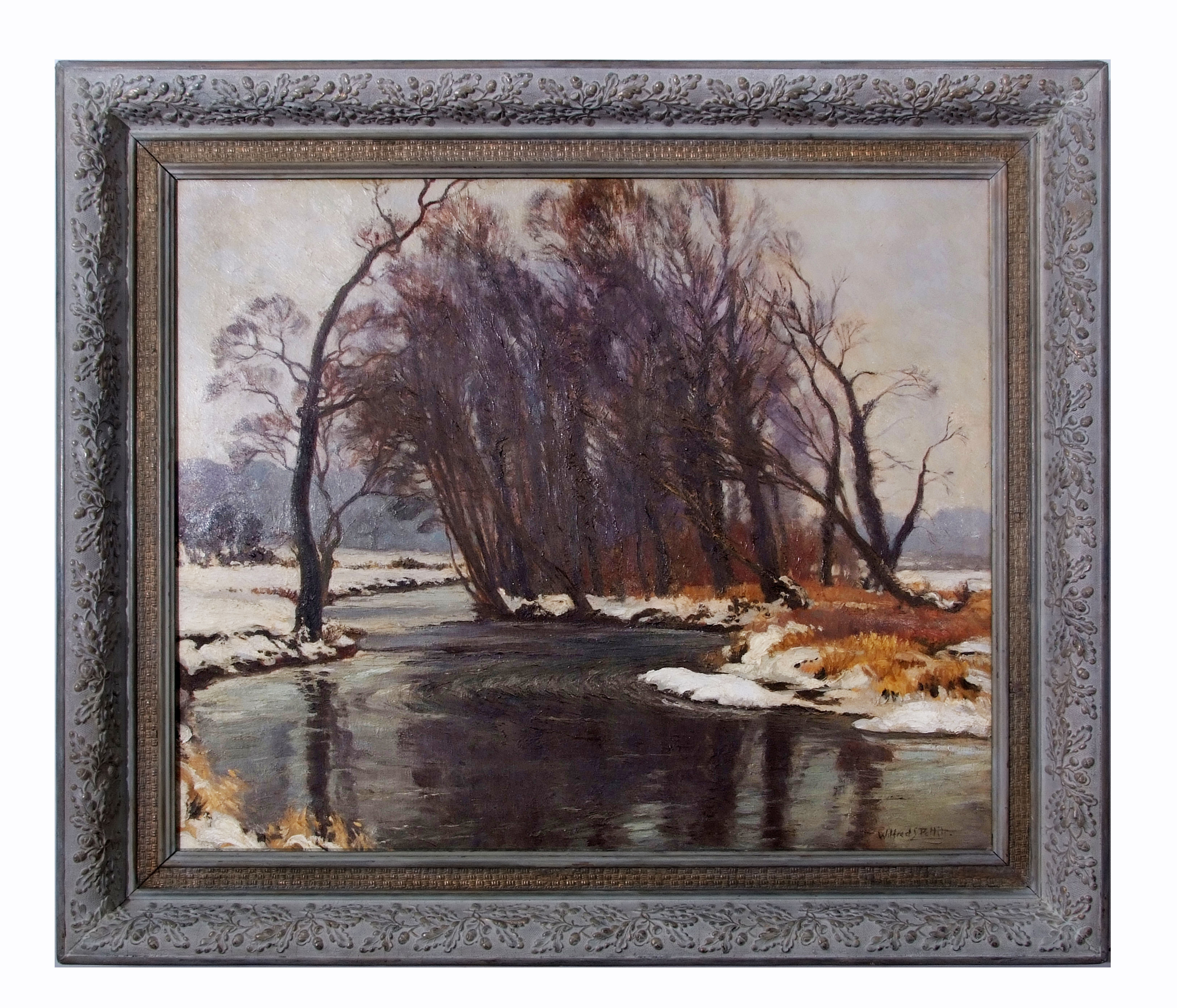 AR Wilfred Stanley Pettitt (1904-1978), Winter river scene, oil on canvas, signed lower right, 62 x