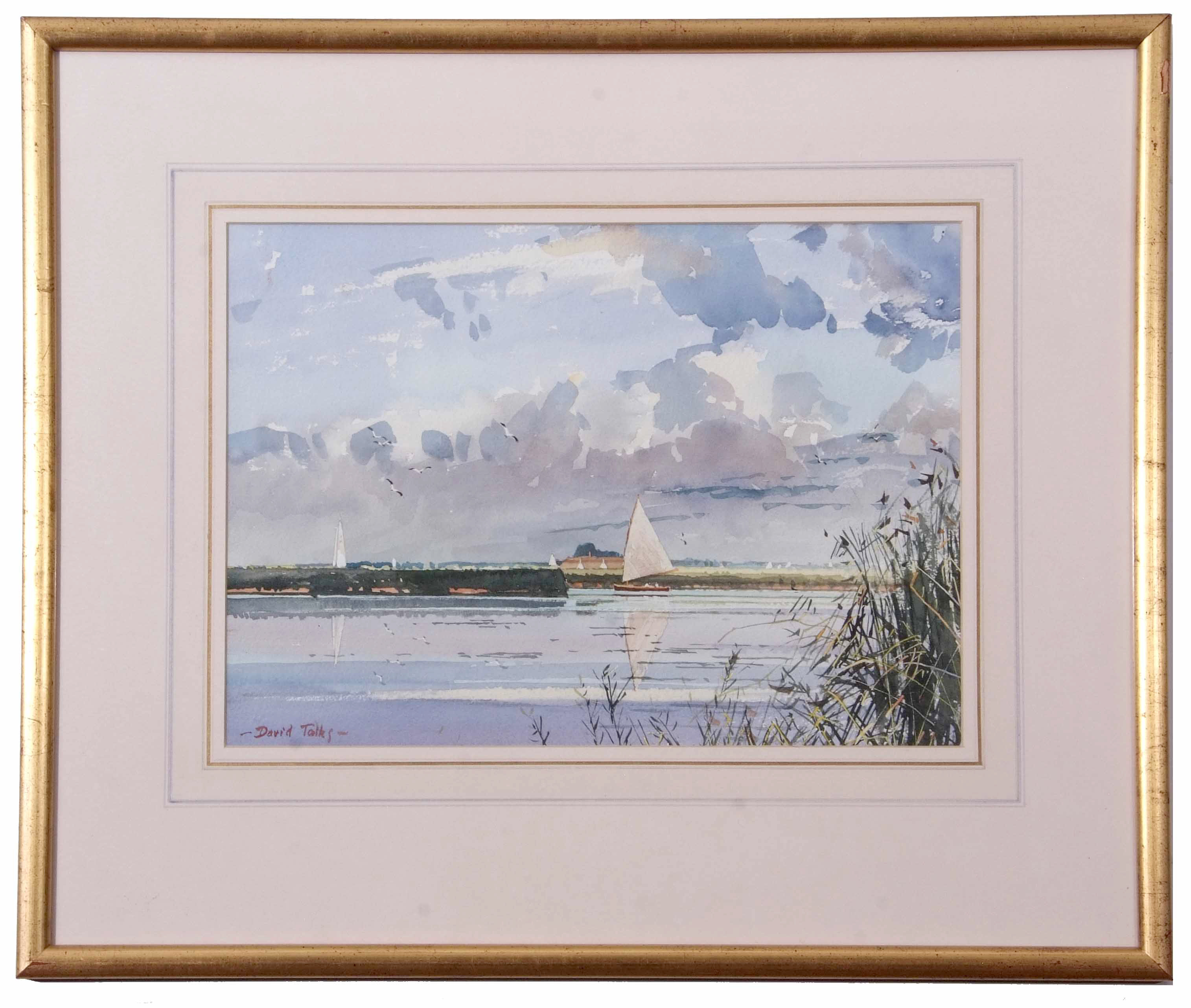 AR David Talks (born 1937), Heigham Sound, watercolour, signed lower left, 24 x 34cm - Image 2 of 2