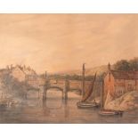 James George Zobel (1792-1881), "Bishopgate Bridge, Norwich", watercolour, 33 x 41cm