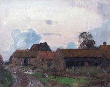AR Sir John Alfred Arnesby-Brown, RA (1866-1953), Sketch for the farm 1929, oil on panel, initialled