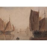 John Thirtle (1777-1839), Shipping becalmed, watercolour, 18 x 25cm