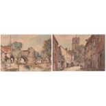 AR Arthur Edward Davies, RBA, RCA (1893-1988), "Pull's Ferry" and "Westlegate, Norwich", pair of