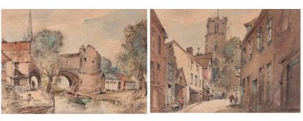 AR Arthur Edward Davies, RBA, RCA (1893-1988), "Pull's Ferry" and "Westlegate, Norwich", pair of