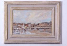 AR Desmond Cossey (born 1940), "Blakeney Harbour", oil on board, signed lower left, 19 x 29cm