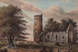 James George Zobel (1792-1881), "Whitlingham Church", watercolour, signed lower right, 29 x 45cm,