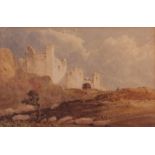 Attributed to John Sell Cotman (1782-1842), Landscape with castle, watercolour, 10 x 16cm