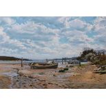 AR Margaret Glass, PS, (born 1950), "Low tide, River Orwell", pastel, monogrammed and dated 90