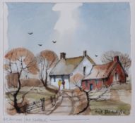 AR Hugh Brandon-Cox (1917-2003), "The autumn lane, Norfolk", pen, ink and watercolour, signed lower