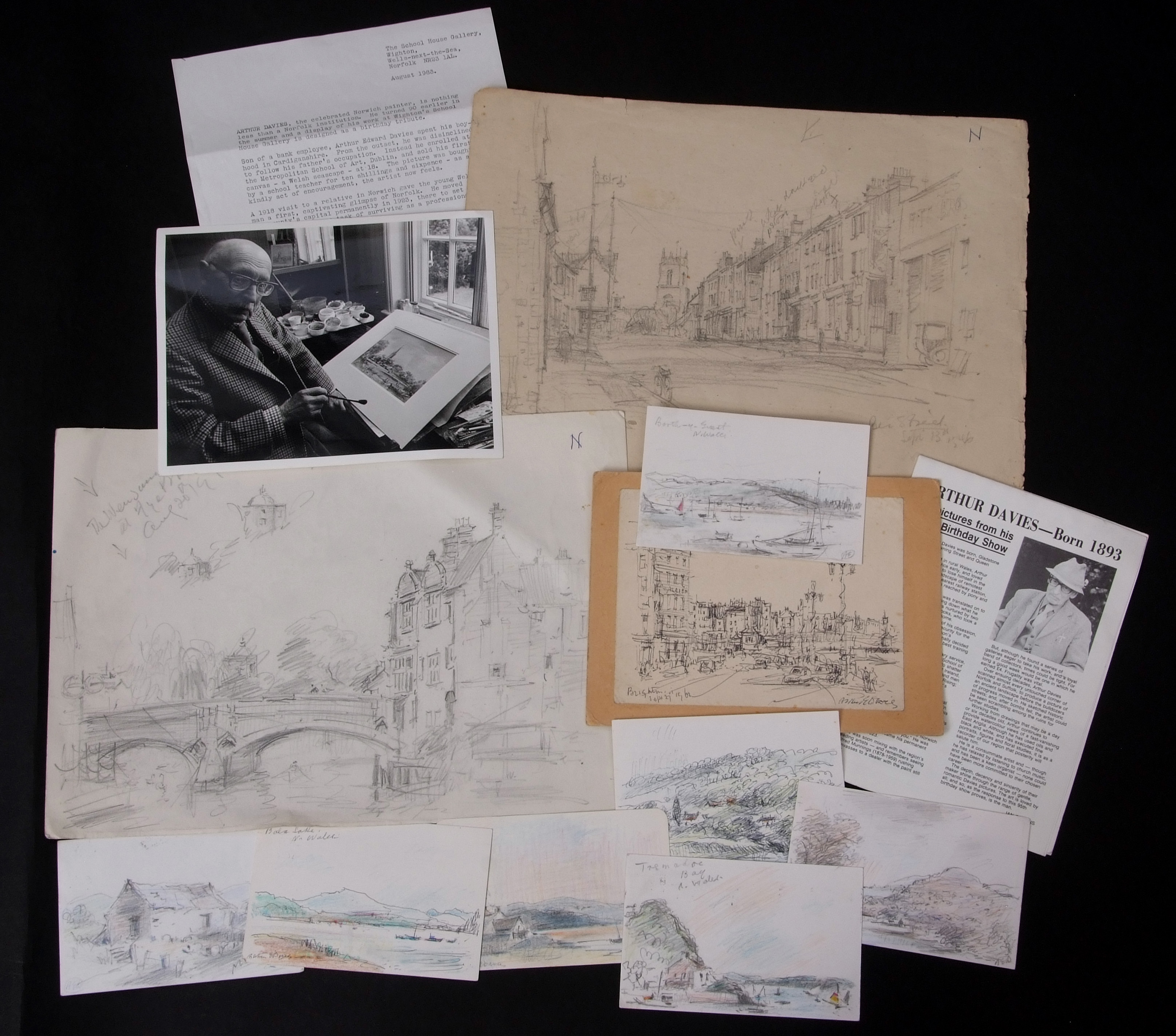 AR Arthur Edward Davies, RBA, RCA (1893-1988), Norwich views etc, folder of 15 pencil drawings, - Image 2 of 3