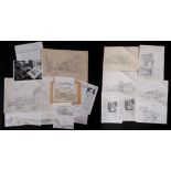 AR Arthur Edward Davies, RBA, RCA (1893-1988), Norwich views etc, folder of 15 pencil drawings,