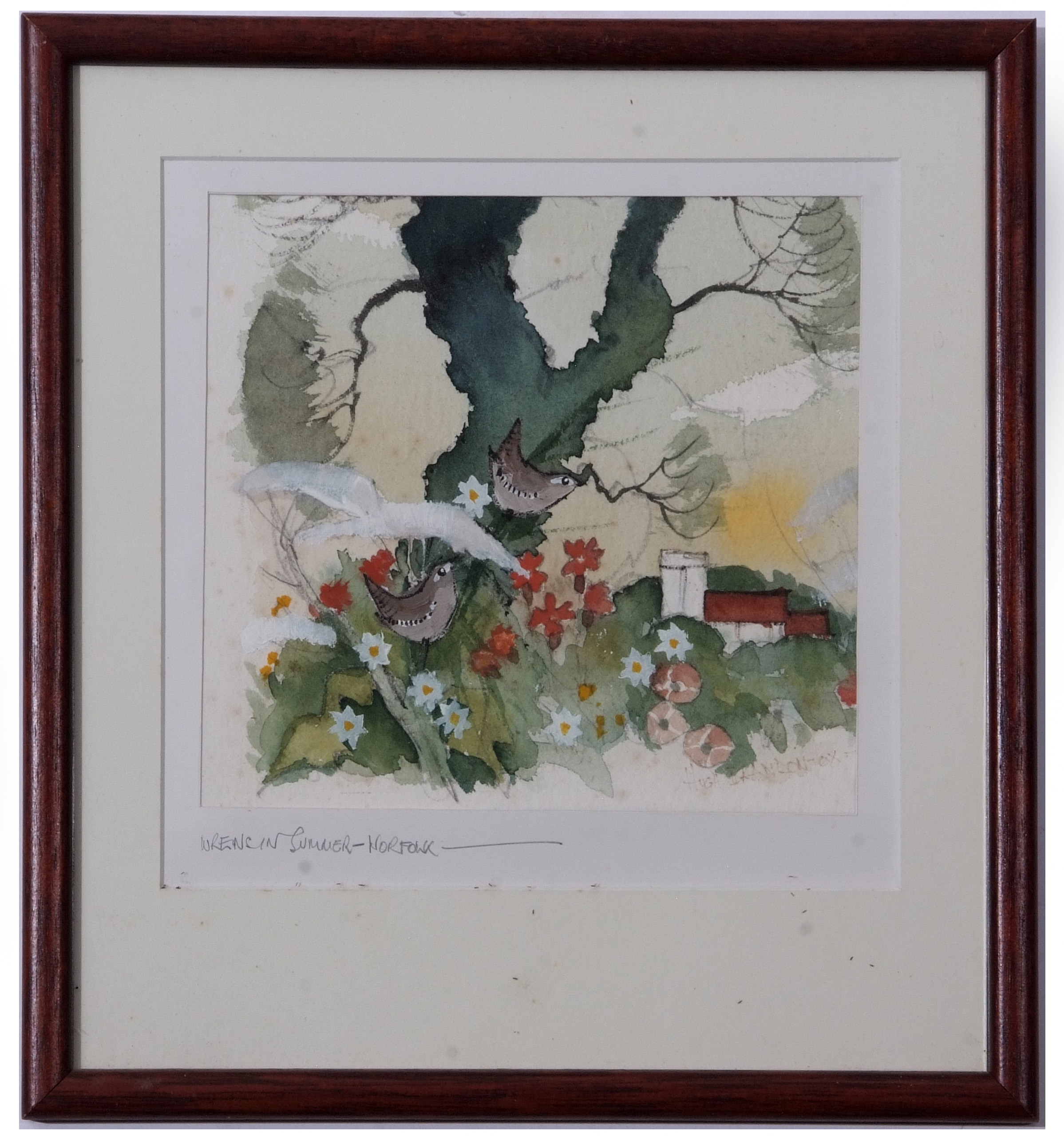 AR Hugh Brandon-Cox (1917-2003), "Wrens in summer - Norfolk", pencil and watercolour, signed lower - Image 2 of 2