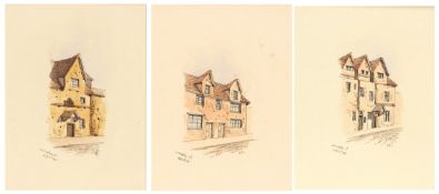Edward Pococke (1843-1901), "Cowgate", group of 3 pen, ink and watercolours, all signed and