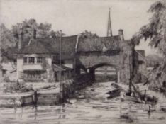 AR Henry James Starling, ARE (1895-1996), "Pull's Ferry, Norwich", black and white etching, signed,