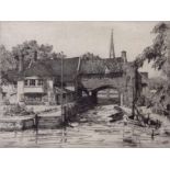 AR Henry James Starling, ARE (1895-1996), "Pull's Ferry, Norwich", black and white etching, signed,