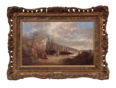 John Moore of Ipswich (1820-1902), Beach scene, oil on board, 21 x 34cm, Provenance: Eastbourne Fine