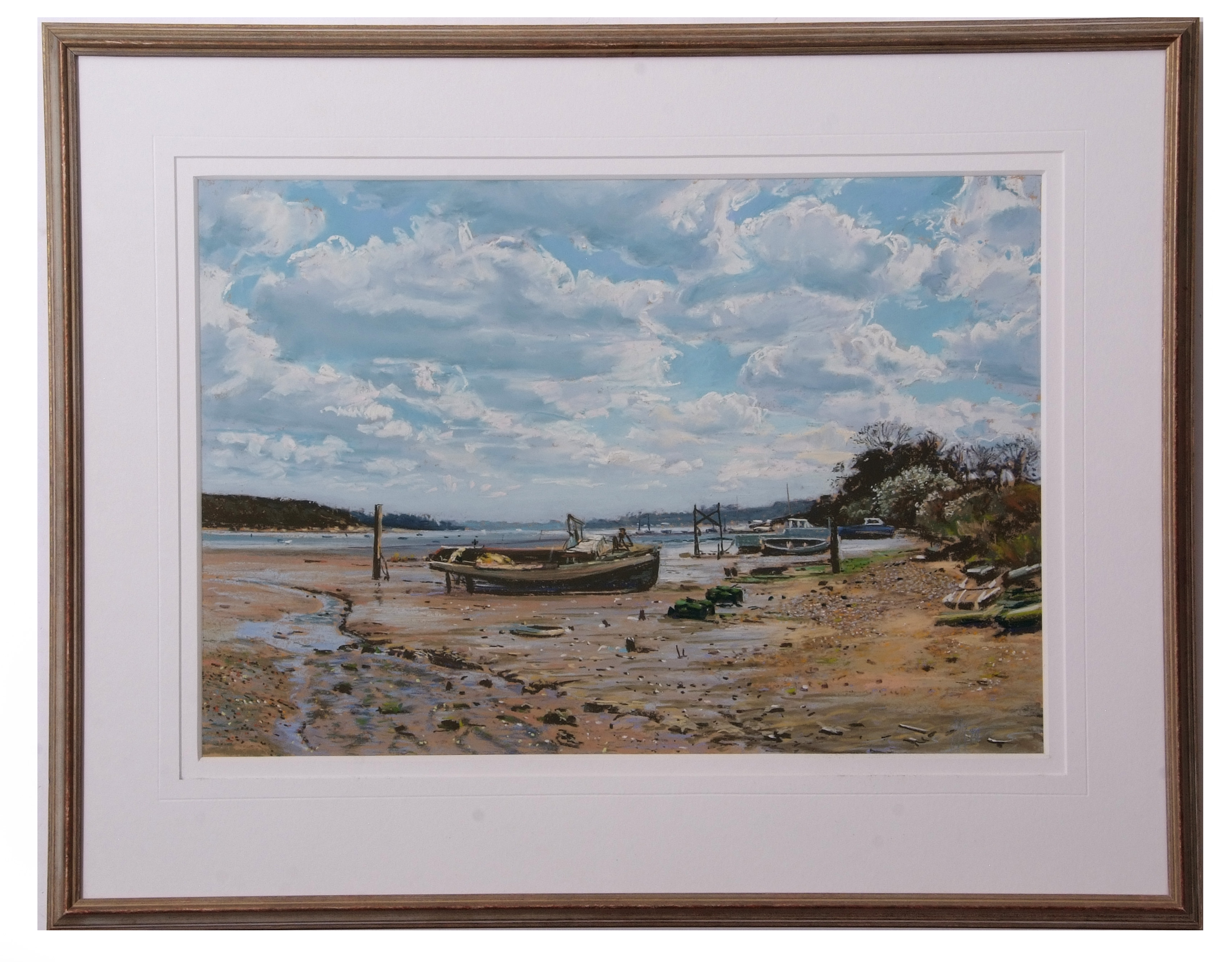 AR Margaret Glass, PS, (born 1950), "Low tide, River Orwell", pastel, monogrammed and dated 90 - Image 2 of 2