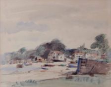 AR Arthur Edward Davies, RBA, RCA (1893-1988), "Pin Mill, Woodbridge, Suffolk", pen, ink and