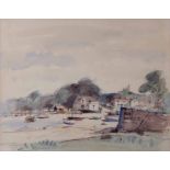 AR Arthur Edward Davies, RBA, RCA (1893-1988), "Pin Mill, Woodbridge, Suffolk", pen, ink and