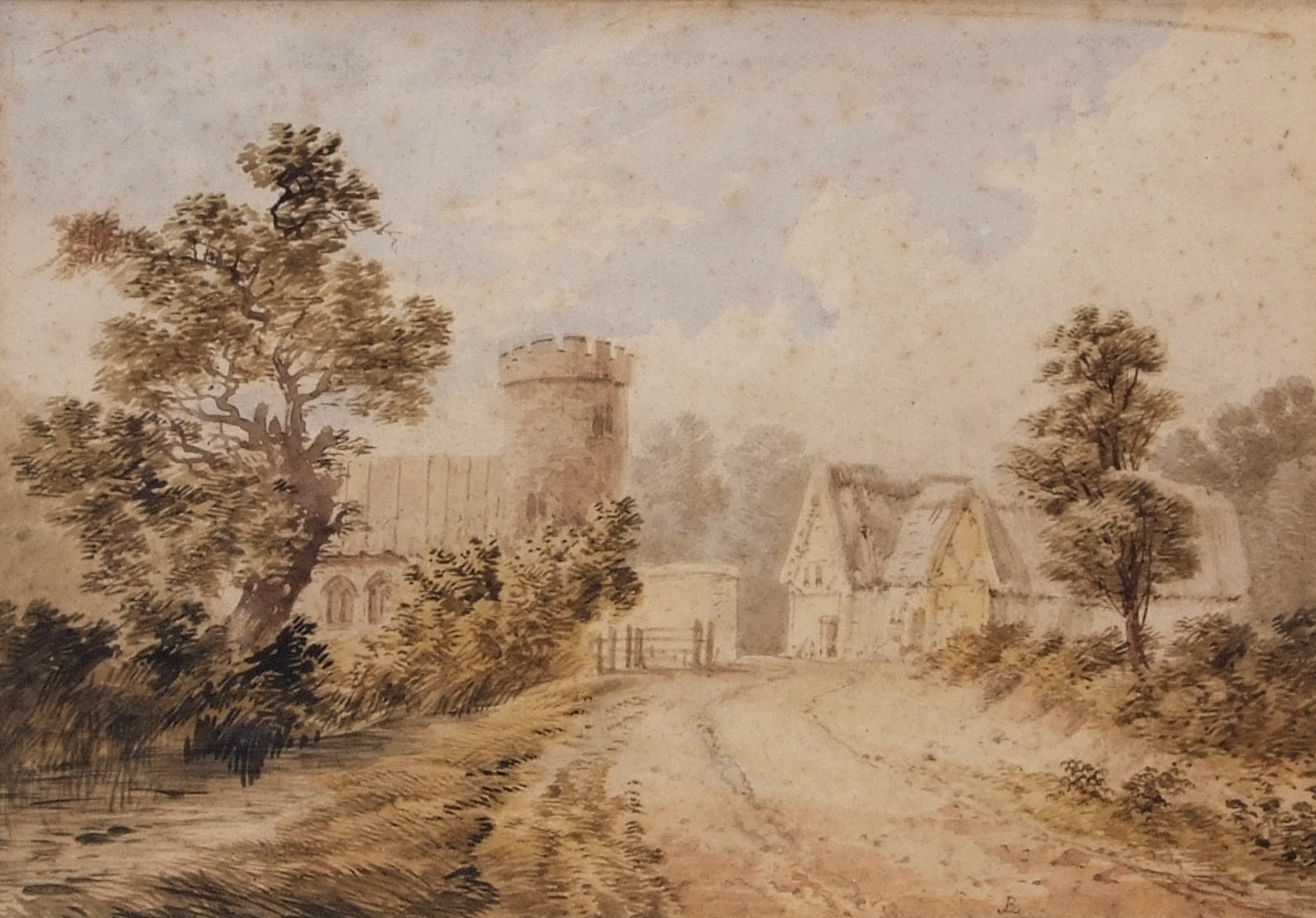 John Berney Ladbrooke (1803-1879), "Aylmerton Church, Norfolk", watercolour, monogrammed lower