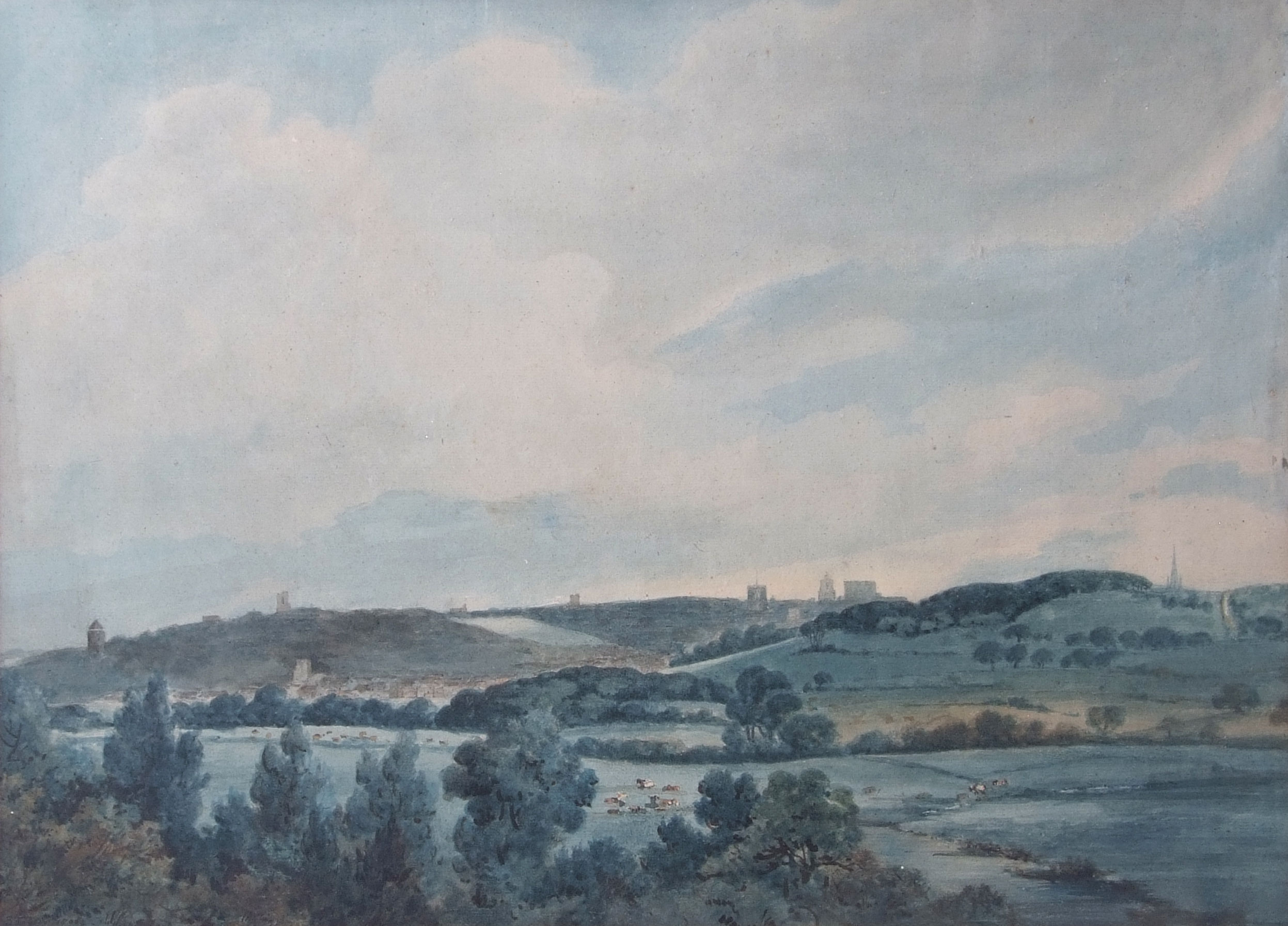 S Taylor (18th/19th century), View of Norwich from the River meadows, watercolour, signed and