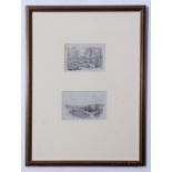 John Middleton (1827-1856), Landscapes, pair of black and white etchings in one frame each image