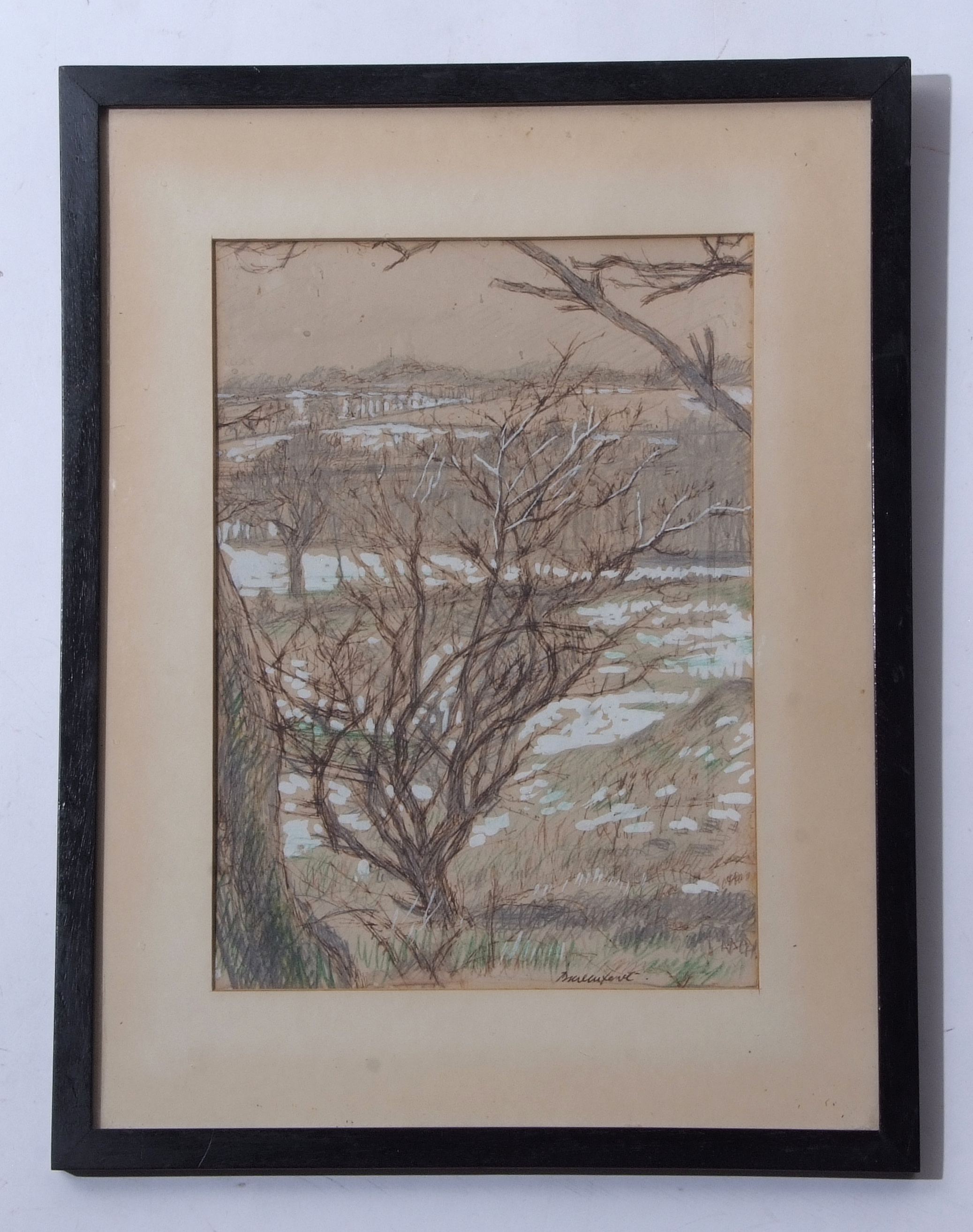 AR Frank William Leslie Davenport, ARCA (1905-1973), Norfolk Winter Landscape, pen, ink and - Image 2 of 2