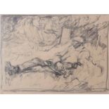 Harry Becker, (1865-1928), Man resting, pencil drawing, 23 x 31cm. Provenance: Gillian Jason