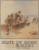 AR Arthur Gerald Ackermann, RI (1876-1960), "Salute the Soldier, Blakeney June 3rd-10th 1944",