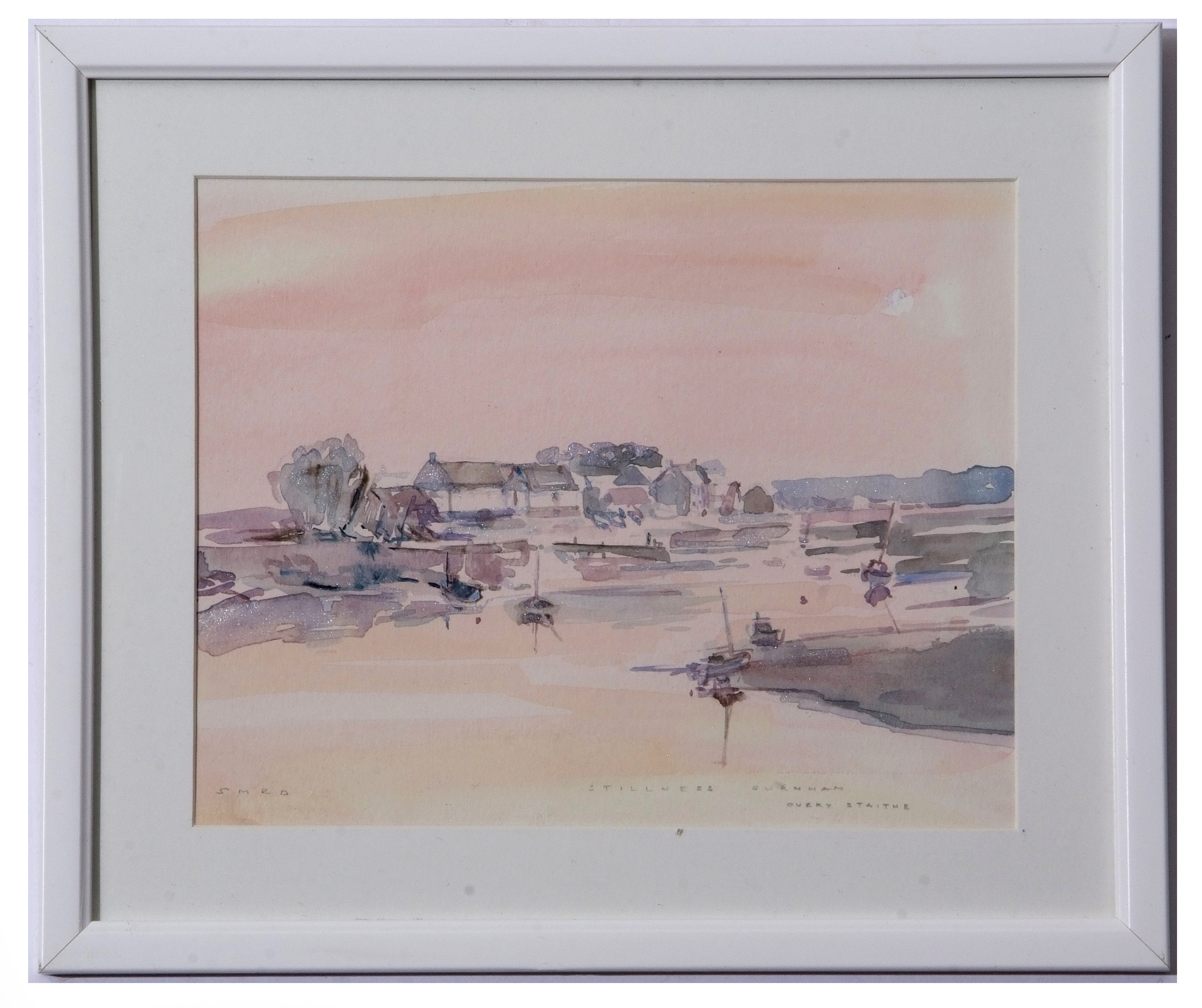 Sarah Dyson (contemporary), "Stillness, Burnham Overy Staithe", watercolour, signed lower left and - Image 2 of 2