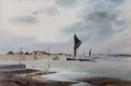 AR Leslie L Hardy Moore, RI, (1907-1997), "Felixstowe Ferry, River Deben", watercolour, signed lower