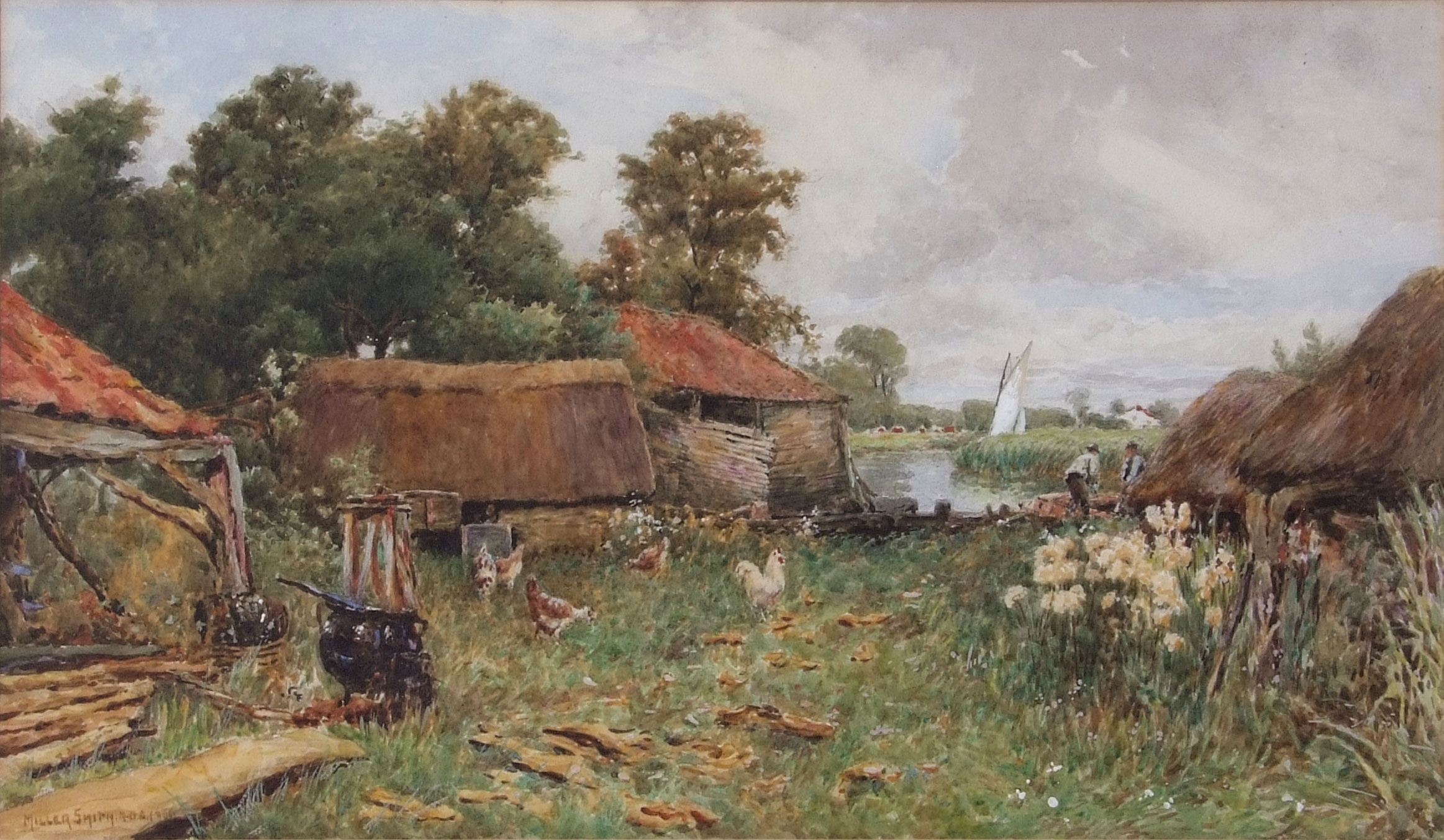 Miller Smith, RBA (1854-1937), "A glimpse of the river, Coltishall, Norfolk", watercolour, signed