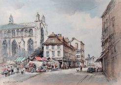 AR Arthur Edward Davies, RBA, RCA (1893-1988), "The Haymarket, Norwich", pencil and watercolour,