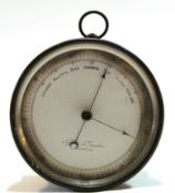 Circular Negretti & Zambra circular barometer in brass case, 12cm diam