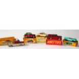Collection of five Dinky toys comprising Packard Clipper No 180, Austin Devon saloon No 152,