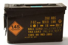 Late 20th century ammunition case to contain 200 linked rounds of 7.62mm ammunition