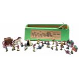 Miniature stage coach made by Johillco, comprising a stage coach with cowboys and Indians in