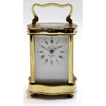 French 20th century brass carriage clock, maker Sainte Lusanne, France, 12cm high
