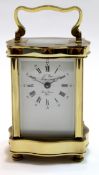 French 20th century brass carriage clock, maker Sainte Lusanne, France, 12cm high