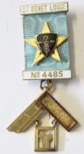 Silver gilt and enamel badge for the St Benet Lodge No 4485