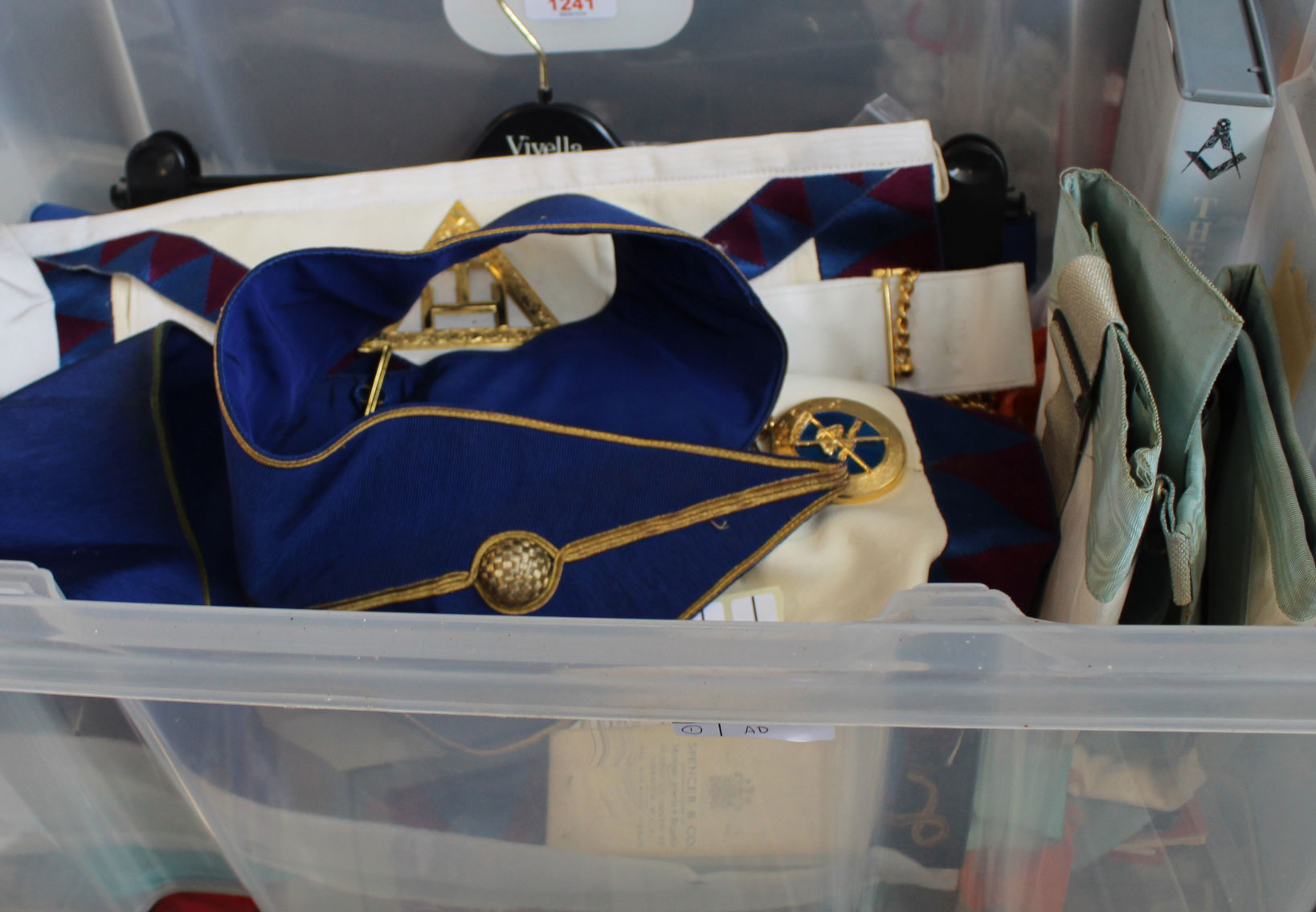 Quantity of Masonic ephemera related items including aprons with attached regalia, various items