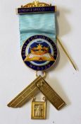 Hallmarked silver gilt and enamelled Masonic jewel for the St Edmund Lodge No 6539