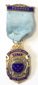 Hallmarked silver gilt and enamel Masonic founder's jewel for the Old Pastonian Lodge No 8075