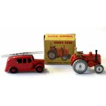 Dinky Field Marshall tractor in original box (A/F), together with a Dinky model of a Fire Engine (