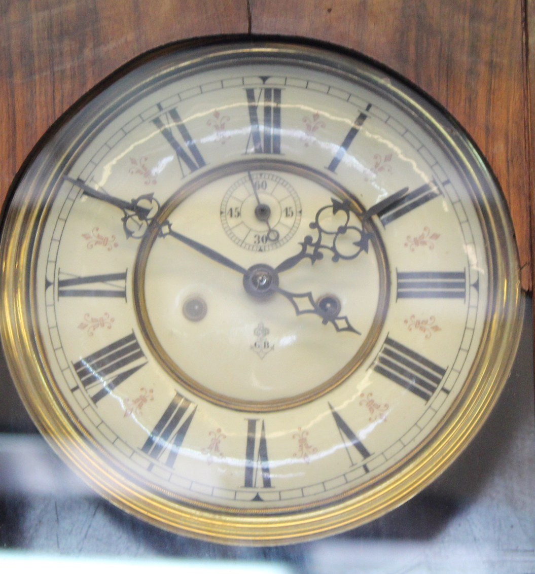 Victorian Vienna style wall clock with shaped pilasters, the gilt dial with Roman numerals and - Image 2 of 2