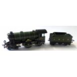Meccano Hornby locomotive and tender "Bramham Moor", LN201 in green livery, together with an LNER