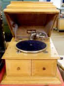 Edison Bell gramophone in light oak case